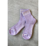 Le Bon Shoppe Girlfriend Socks in ivory with blue stripe design, soft cotton knit, stylish and comfortable for everyday wear.