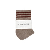 Le Bon Shoppe Girlfriend Socks in ivory and blue stripe, soft cotton socks with stylish design and comfortable fit.