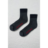 Le Bon Shoppe Girlfriend Socks in ivory with blue stripes, cozy cotton crew socks for casual wear.