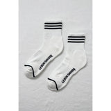 Le Bon Shoppe Girlfriend Socks in ivory with blue stripes, soft cotton material, casual and stylish sock design.