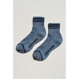 Le Bon Shoppe Girlfriend Socks in ivory with blue stripes, soft knit, casual ankle socks for comfortable everyday wear.