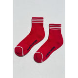 Le Bon Shoppe Girlfriend Socks in ivory with blue stripes, cozy knit ankle socks for casual wear.