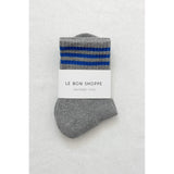 Le Bon Shoppe Girlfriend Socks in ivory with blue stripes, featuring a soft knit and casual, stylish design.
