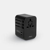 Matador global travel adapter in black with multiple plug options for international travel accessories.