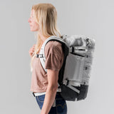 Matador SEG28 backpack in Arctic White with multiple compartments and adjustable straps, designed for outdoor and daily use.