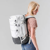 Matador SEG28 backpack in Arctic White with multiple compartments and adjustable straps, designed for durable everyday use.