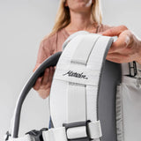 Matador SEG28 Arctic White backpack showing its sleek design and adjustable straps, perfect for everyday carrying.