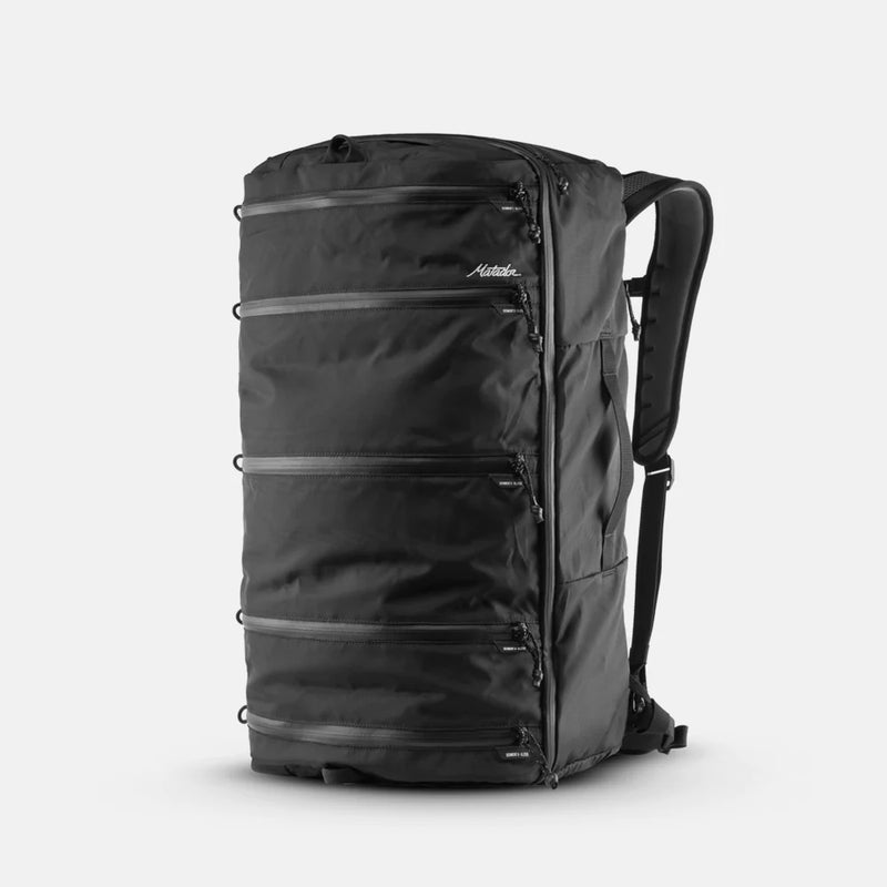 Matador SEG45 Travel Pack in gray with multiple compartments and adjustable straps, designed for organized travel.