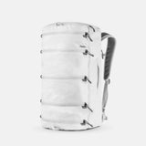 Matador SEG45 travel pack in white with gray accents, compact and lightweight with multiple compartments for organized travel storage.