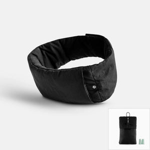 Matador blackout sleep mask with attached earplugs, designed for comfortable, undisturbed sleep in dark and quiet environments.