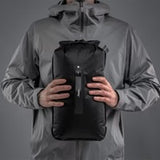 Matador Flatpak Dry Bag 8L in black, waterproof outdoor gear for keeping belongings dry during adventures.