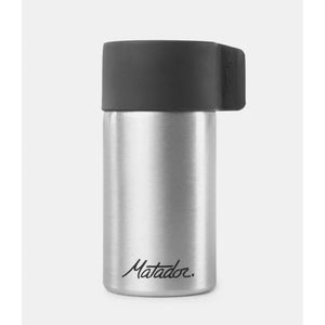 Matador waterproof travel canister in 40ml size, compact storage container for toiletries and liquids, black with secure lid.