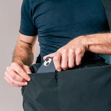 Matador Refraction packable duffle bag in lightweight, durable material, shown folded and unfolded for travel use.
