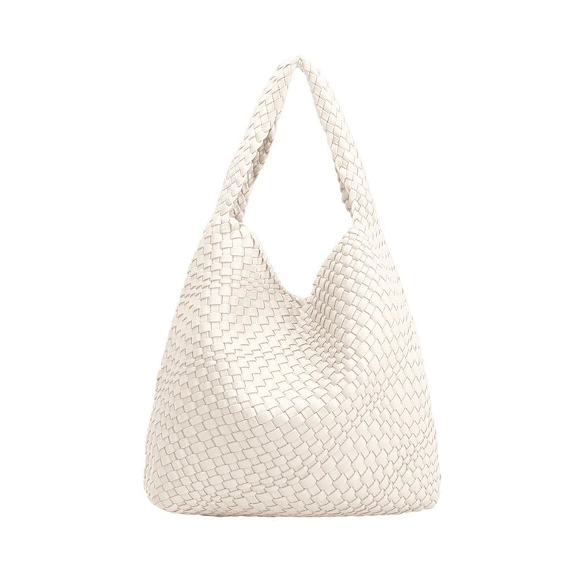 White Melie Bianco Johanna Tote Bag with structured design and top handles, featuring subtle branding details.