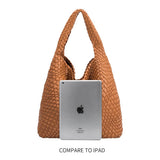 Melie Bianco Johanna Tote Bag in saddle brown leather with dual top handles and spacious interior.