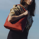 Red Johanna Tote Bag by Melie Bianco with structured design and top handles, perfect for stylish everyday use.