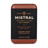 Mistral men's black amber bar soap in a 250g package, with a sleek black and amber design, ideal for cleansing and grooming.