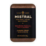 Mistral Voyageur soap set with travel case, featuring multiple soap bars in a sleek travel-friendly package.