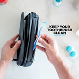 Nomatic small toiletry bag with toothbrush holder and compartments for travel toiletries, compact and organized.