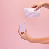 Noshinku Hand Sanitizer bottle with pump, clear gel sanitizer visible, designed for hand hygiene and skin safety.