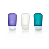 Humangear GoToob+ medium silicone travel bottles set, reusable accessories for toiletries and liquids, with secure caps.