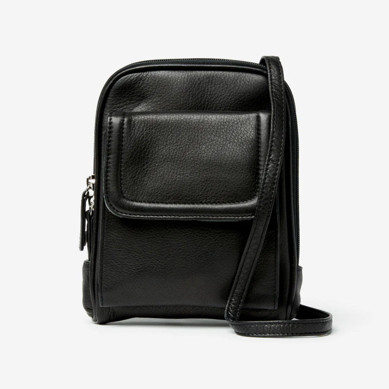 Black Osgoode Marley RFID Mini Organizer crossbody bag with multiple compartments and secure RFID blocking features.