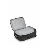 Osprey Transporter® wheeled carry-on luggage in coastal blue with sturdy handle and wheels for easy travel.