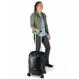 Osprey Transporter™ 4-Wheel Hybrid Carry-On in Venturi Blue with multiple compartments and sturdy wheels for travel.