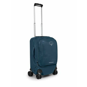 Osprey Transporter™ 4-Wheel Hybrid Carry-On in venturi blue with durable wheels and compact design for travel.