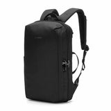Black Pacsafe V Anti-Theft 16-inch commuter backpack with secure zippers and padded straps, designed for everyday use.