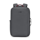 Pacsafe V Anti-Theft 16-inch commuter backpack in slate color, with multiple compartments and secure design for everyday use.
