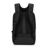 Pacsafe MetrosafeX 20L black anti-theft backpack with multiple compartments and secure zippers for travel and daily use.