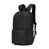Pacsafe MetrosafeX 20L black anti-theft backpack with secure zippers and padded straps for daily use and travel.