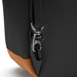 Pacsafe GO 15L anti-theft backpack in Jet Black with secure zippers and padded straps, designed for daily use and safety.