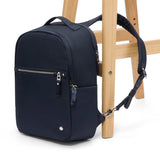 Pacsafe 10L anti-theft backpack with padded straps, compact design, and secure zippers for everyday use.