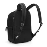 Pacsafe 10L anti-theft backpack with secure zippers and RFID blocking pocket, designed for travel and daily use.