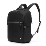 Pacsafe W 10L anti-theft backpack with secure zippers and padded straps, black fabric, and compact design for everyday use.