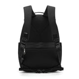 Pacsafe V 16L anti-theft all-around black backpack with secure zippers and padded straps, ideal for travel and daily use