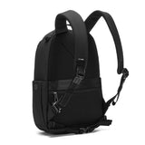 Pacsafe V 16L Anti-theft All-Around Backpack in Jet Black with secure zippers and padded straps, designed for everyday use.