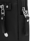 Black Pacsafe 3-in-1 sling bag with adjustable strap and multiple compartments, designed for versatile everyday use.