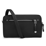Black Pacsafe 3-in-1 Sling bag with adjustable straps and multiple compartments, designed for versatile everyday use.