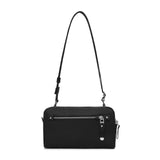 Black Pacsafe 3-in-1 Sling bag with adjustable straps and multiple compartments for versatile carrying options.