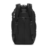 Pacsafe EXP35 anti-theft travel backpack in black with multiple compartments and padded straps for secure, comfortable travel.