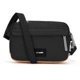 Black Pacsafe GO Anti-Theft Crossbody Bag with secure zipper and adjustable strap, designed for safe everyday carrying.