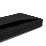 Black Pacsafe RFIDsafe RFID blocking travel wallet with multiple compartments and secure zipper closure.