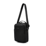 Black Pacsafe V anti-theft tour crossbody bag with secure zippers and adjustable strap, designed for safe everyday use.
