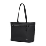 Pacsafe Anti-Theft Carryall Tote in black with spacious interior, sturdy handles, and security features for safe everyday use.