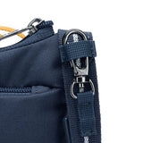 Pacsafe Go Anti-Theft Tech Crossbody bag in Coastal Blue with secure zippers and RFID protection for everyday use.