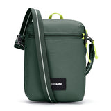 Pacsafe GO Anti-Theft Festival Crossbody Bag in Spruce Green with adjustable strap and secure compartments for everyday use