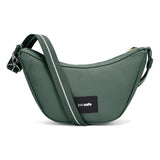 Pacsafe Go Anti Theft Lunar Crossbody Bag in Spruce Green, featuring secure zippers and compact design for everyday use.